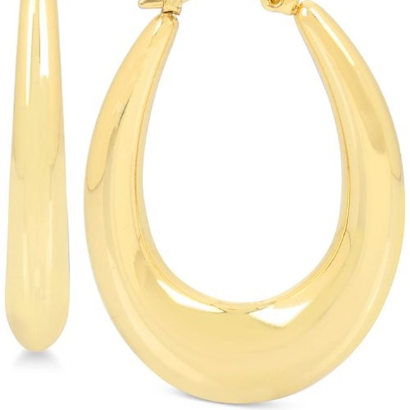 Hint Of Gold Jewelry - 'Hint Of Gold' Gold Oval Puffed Hoop Earrings